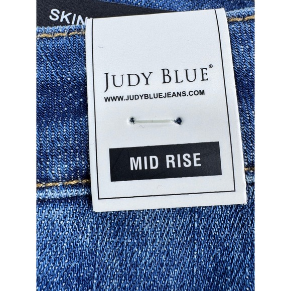 Judy Blue Mid Rise Skinny Fit Distressed Ripped Blue Jeans‎ Womens Size 3/26 NWT - Picture 6 of 11
